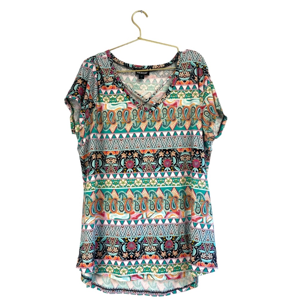 Joe Boxer Super Soft Boho Floral‎ Print Long Tee Size 3X Polyester Blend 164